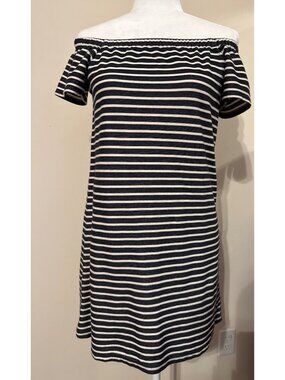 Madewell Melody Off-the-shoulder Horizontal Stripes Shift Summer Dress Size XXS